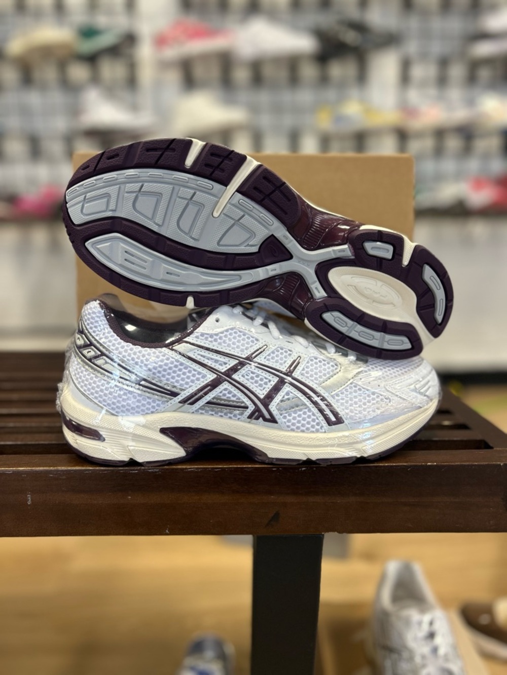 Asics Women's White and Purple Mesh Running Sneakers - Picture 2 of 2